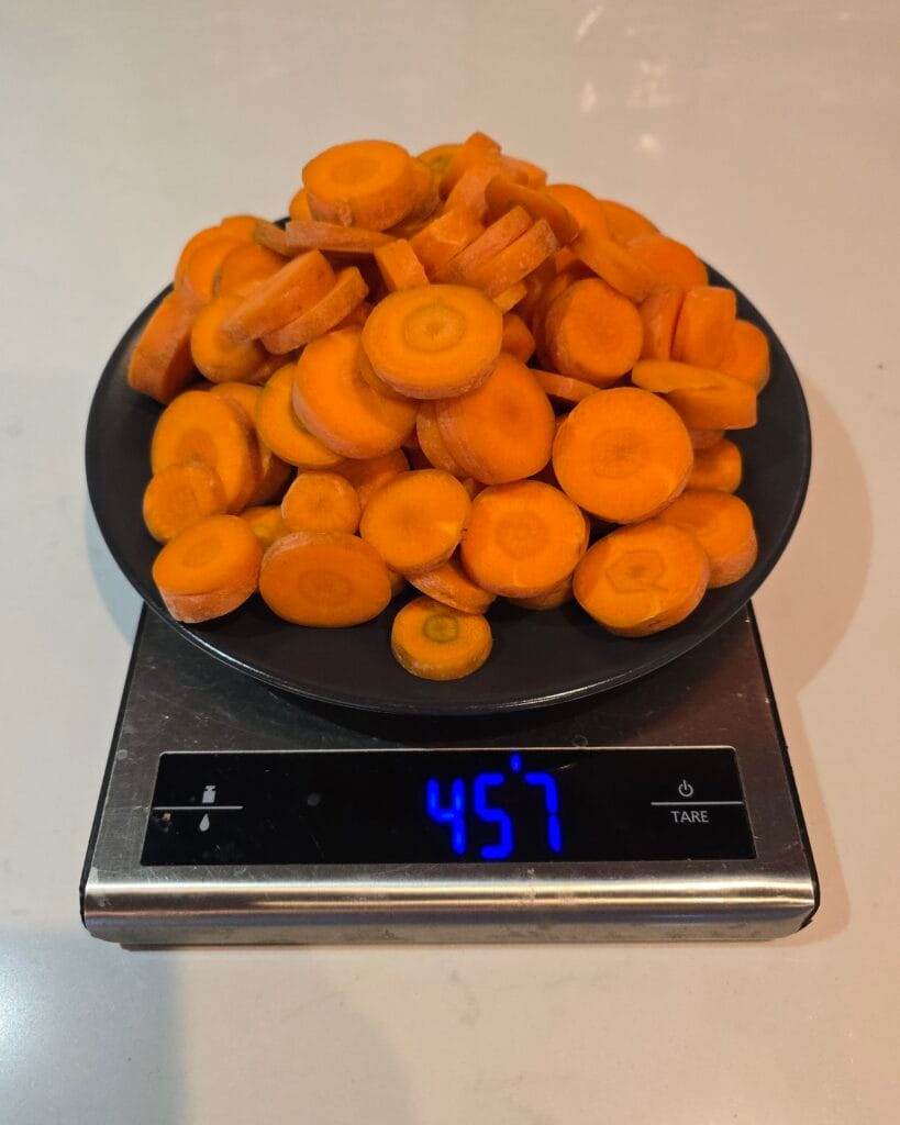 wortel op de weegschaal