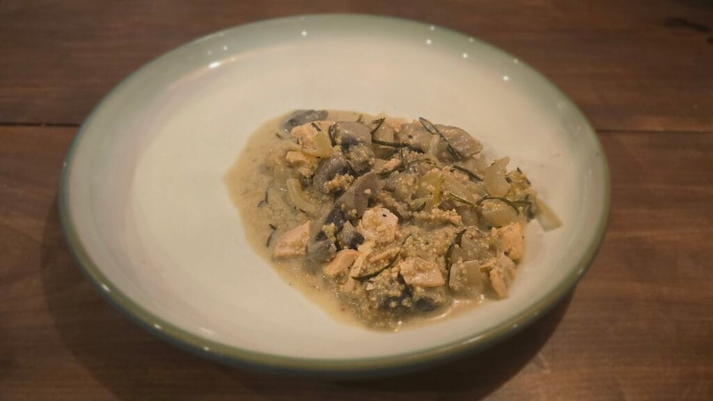 Risotto van quinoa met paddenstoelen en zalm - 225g groente